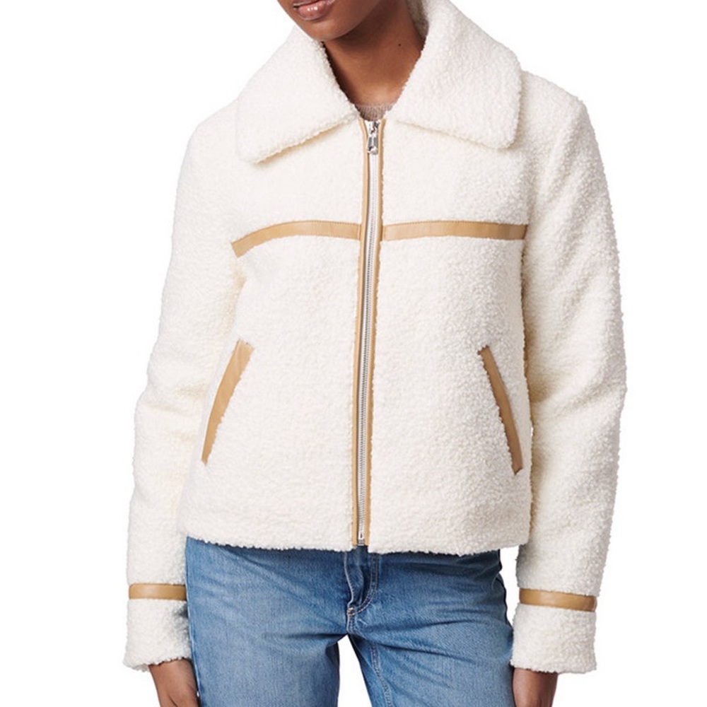 Salt cloth Women's Cream and Tan Teddy Jacket NWT